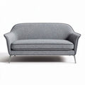 Two-seater sofa in grey fabric with metal legs for living room use