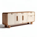 Modern minimalist wooden sideboard storage cabinet with white doors 120 x 40 x 60cm