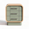 Green wooden nightstand with three drawers and rounded edges 50 x 40 x 60cm