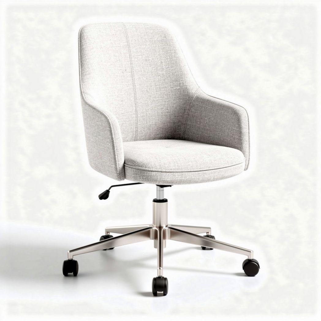 Office chair with adjustable height soft fabric upholstery and silver base 60 x 60 x 90cm