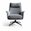 Fabric lounge chair with cushion in gray color and metal base 80 x 85 x 100cm