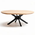 Oval wooden dining table with black metal legs 200 x 100 x 75cm