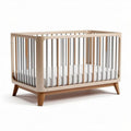 Wooden crib with white slats and mattress suitable for infants 120 x 60 x 80cm