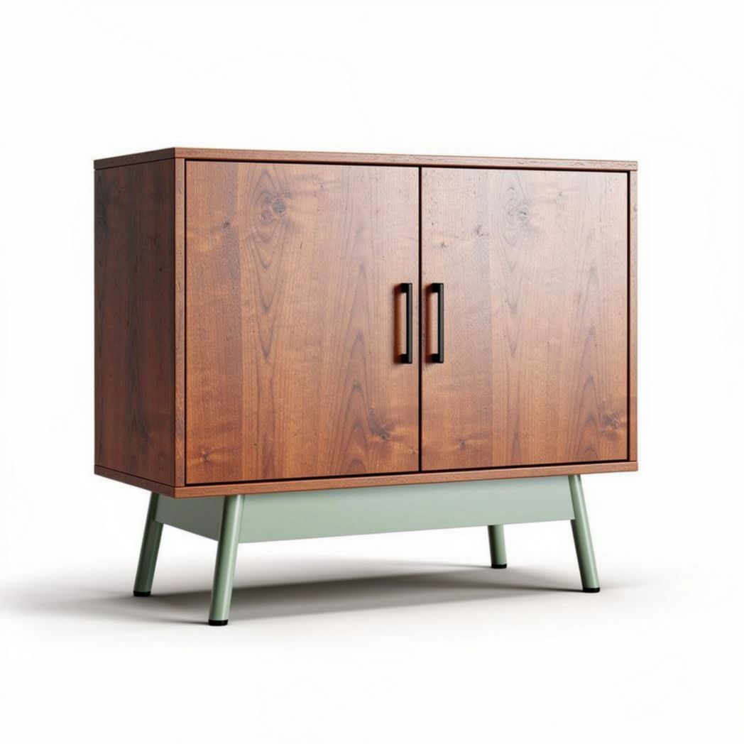 Wooden storage cabinet with metal legs for living room 100 x 45 x 75cm